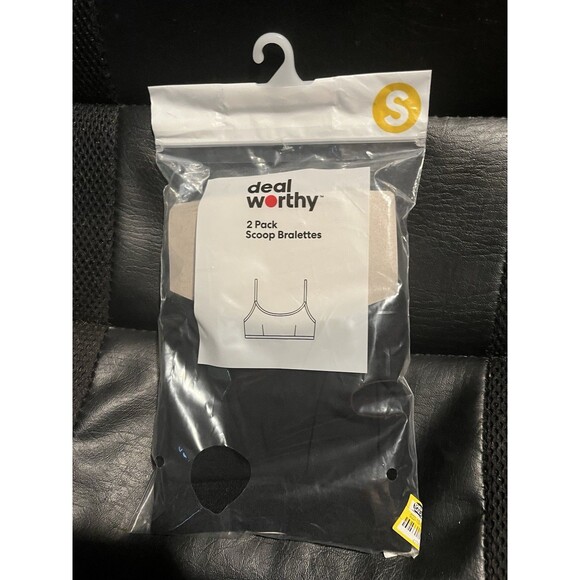 Women's 2pk Cotton Blend Scoop Back Bralette Black/Heathered Gray Size Small - Picture 3 of 8